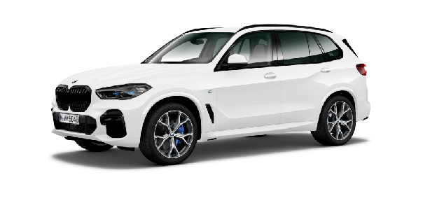 BMW X5 in der Farbe weiß als Neuwagen in Frontansicht ohne Hintergrund