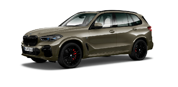 BMW X5 in der Farbe braun als Neuwagen in Frontansicht ohne Hintergrund