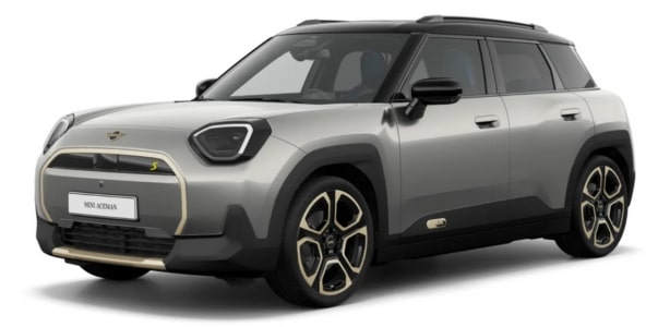 MINI Aceman in der Farbe Silber als Neuwagen in Frontansicht ohne Hintergrund