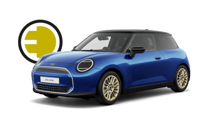 Blauer MINI Cooper E ohne Hintergrund