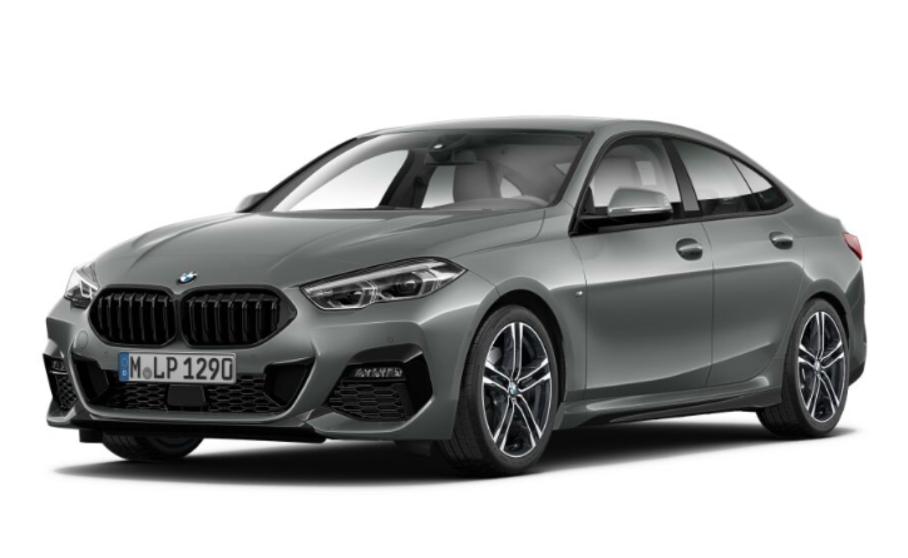 BMW 2er Gran Coupé in der Farbe Grau als Neuwagen in Frontansicht ohne Hintergrund