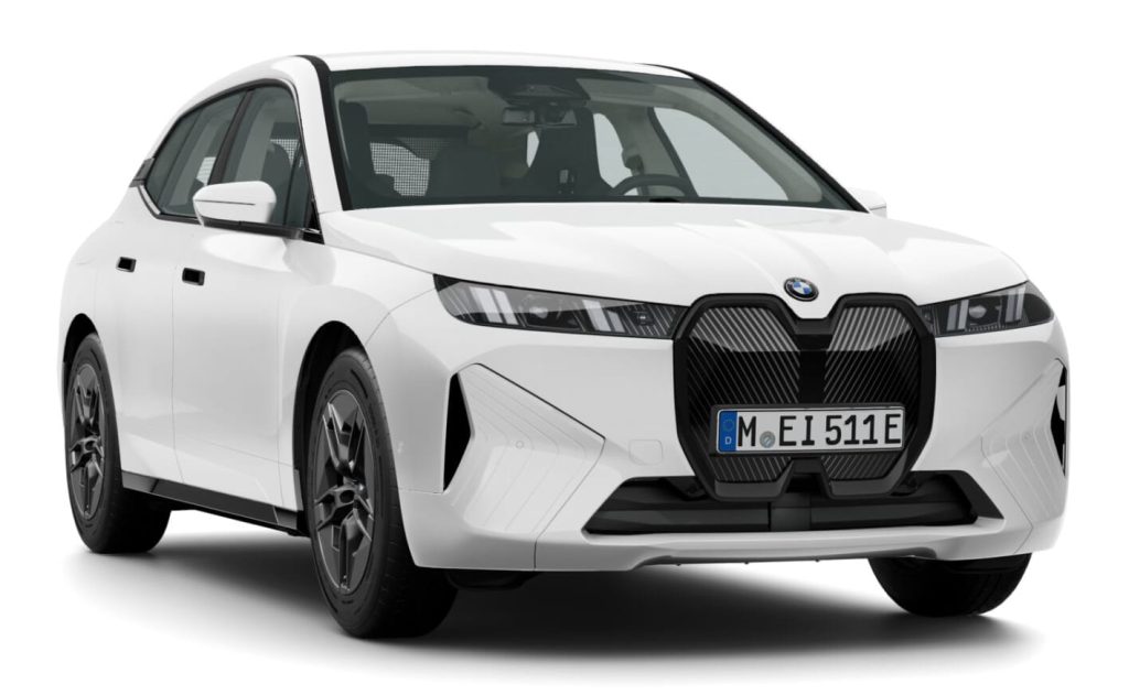 BMW iX xDrive45  in Alpinweiß uni mit 20" Aerodynamikräder 1002 Dunkelgrau matt Neuwagen (2025)
