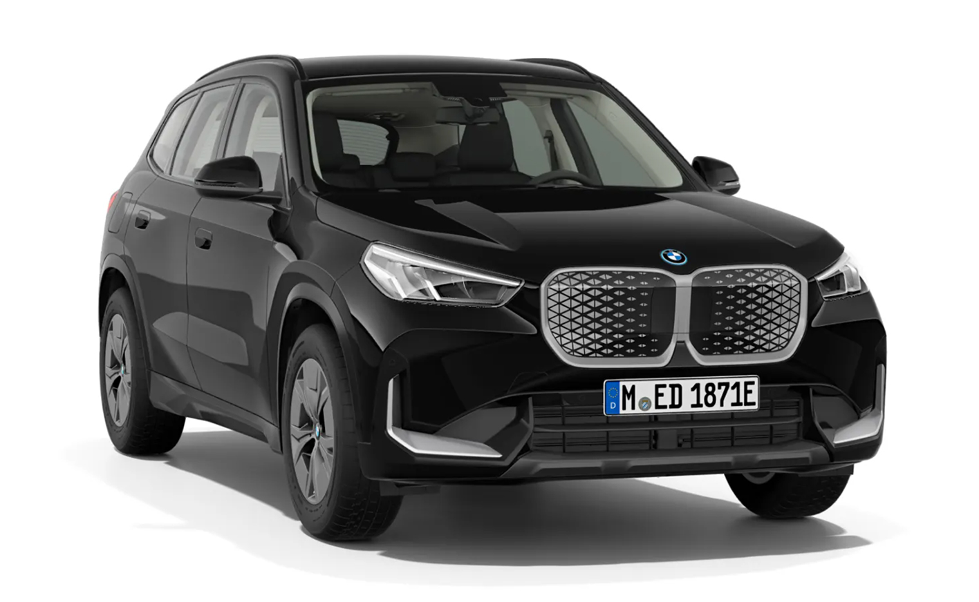 Schwarzer BMW iX1 ohne Hintergrund