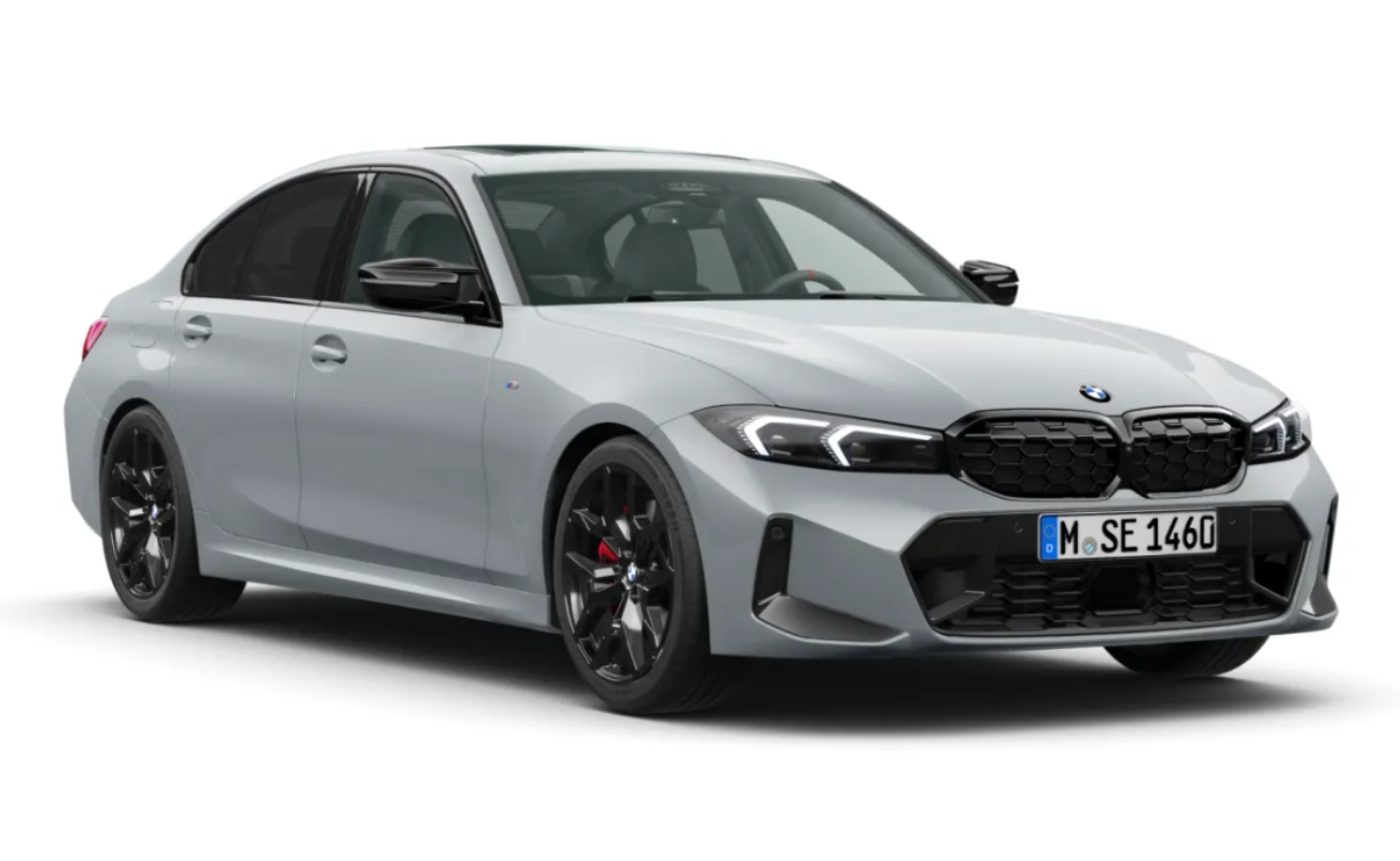 BMW M340i Limousine in der Farbe Grau als Neuwagen in Frontansicht ohne Hintergrund