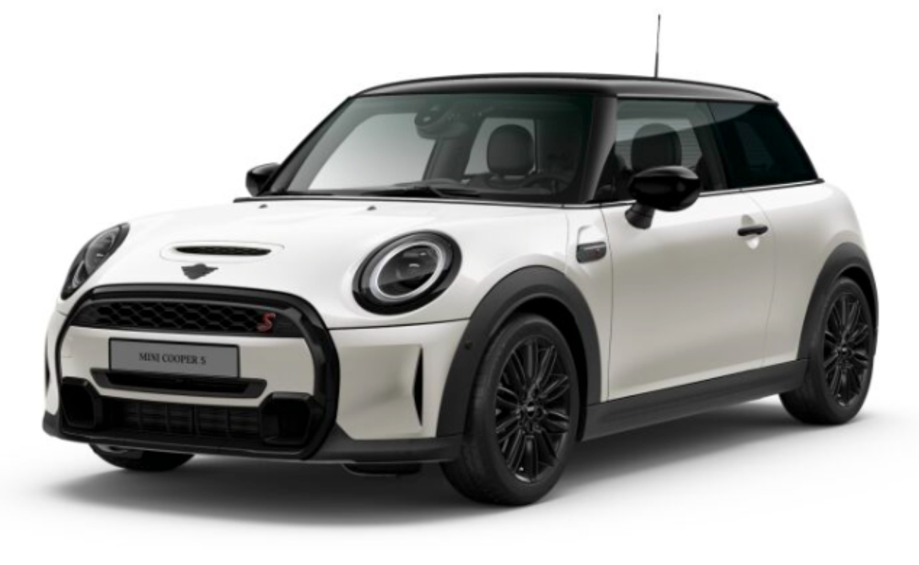 MINI Cooper S 3-Türer in der Farbe Weiß als Neuwagen in Frontansicht ohne Hintergrund