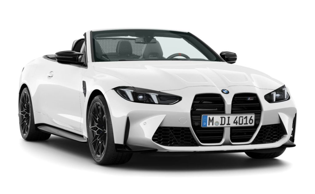 BMW M4 Competition Cabrio mit M xDrive in Alpinweiß uni mit 19"/20" M Schmiederäder Doppelspeiche 826 M Schwarz / MB Neuwagen (2025)