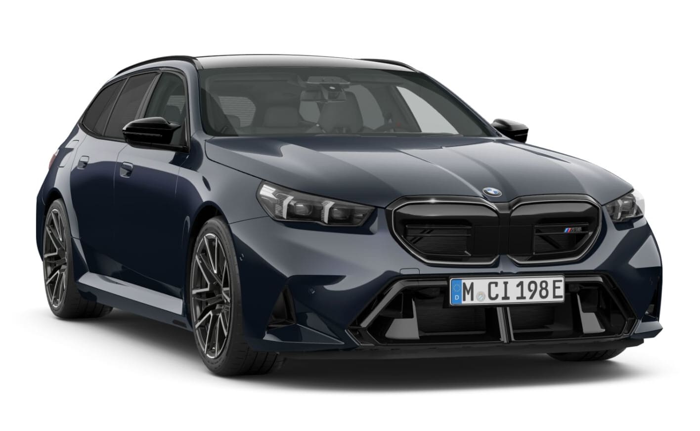 BMW M5 Touring  in M Carbonschwarz metallic mit 20"/21" M LMR Doppelspeiche 951 M Bicolor Midnight Grey mit Mischbereifung Neuwagen (2025)